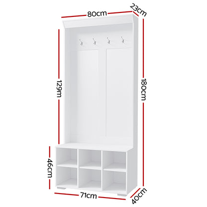 Max Shoe Rack Cabinet Hall Tree Coat Rack 180CM - White