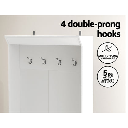Max Shoe Rack Cabinet Hall Tree Coat Rack 180CM - White