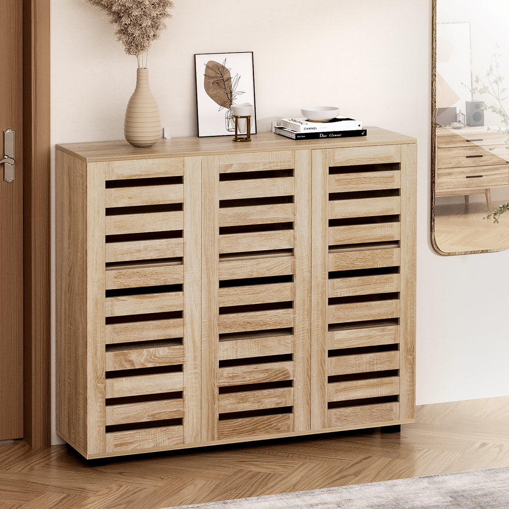 Alster Shoe Rack Cabinet 30 Pairs Adjustable Shelf - Pine