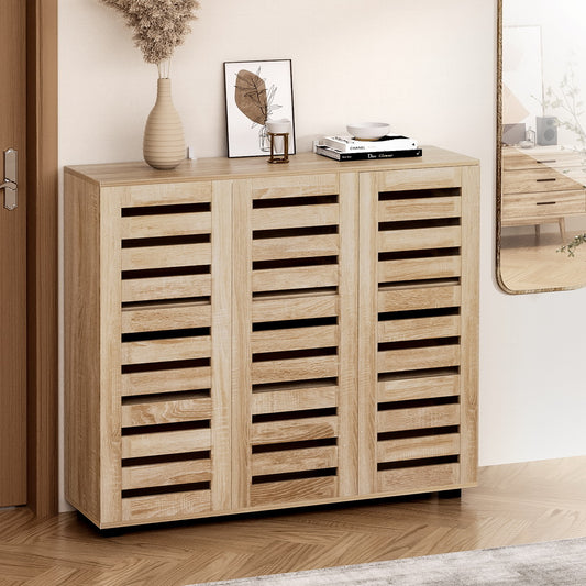 Alster Shoe Rack Cabinet 30 Pairs Adjustable Shelf - Pine