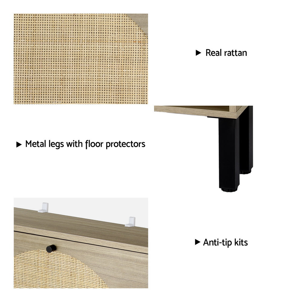 Lunar Shoe Rack Cabinet 2 Drawers Rattan 6 Pairs