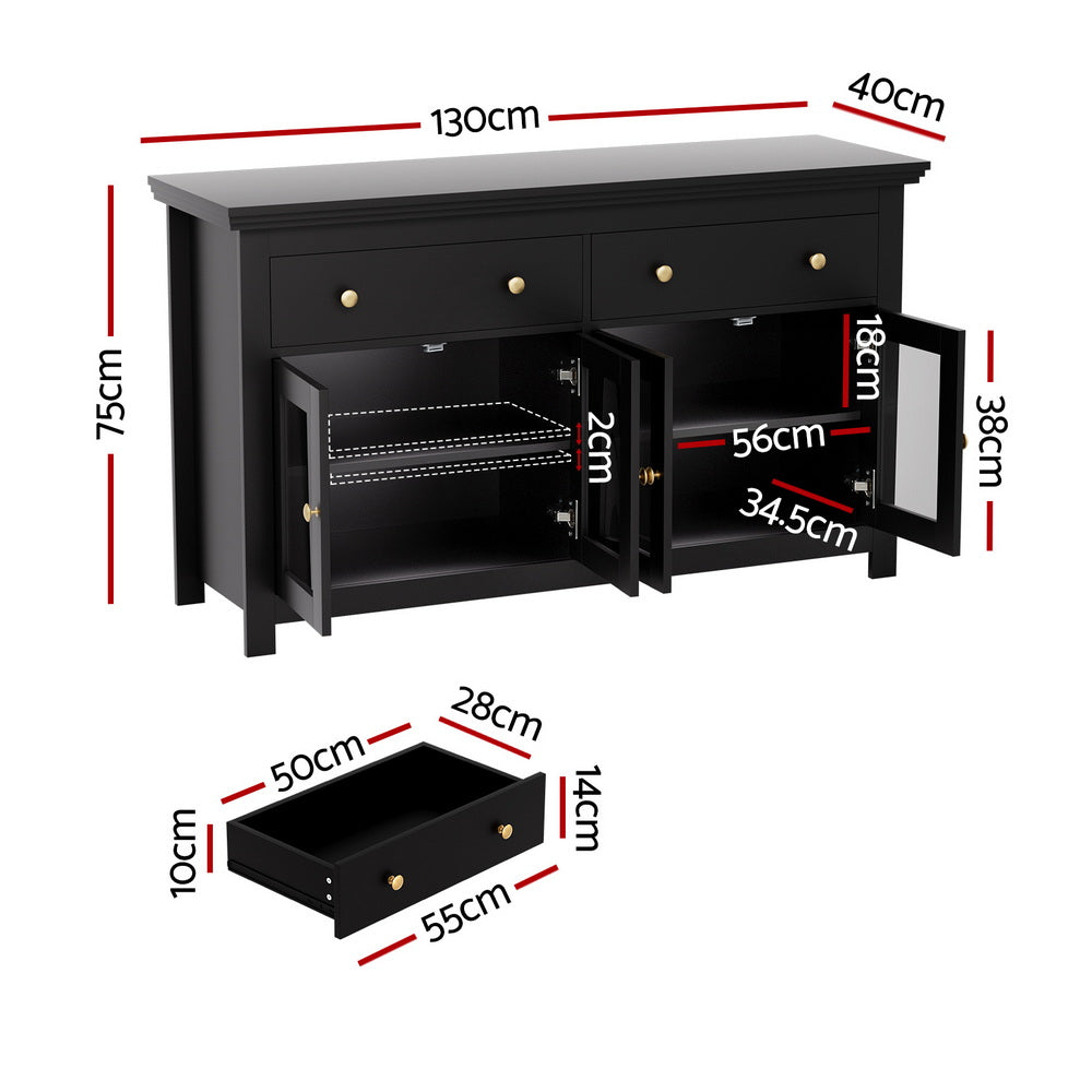 Buffet Sideboard Storage Cabinet - Black