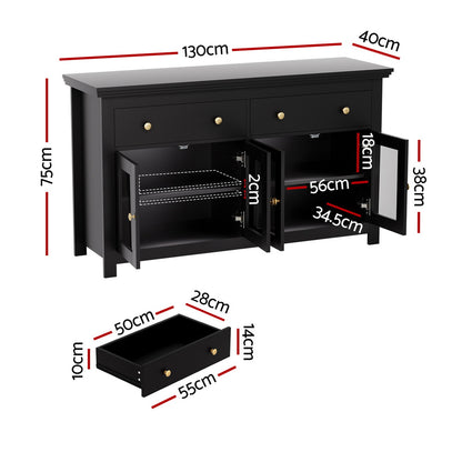Buffet Sideboard Storage Cabinet - Black