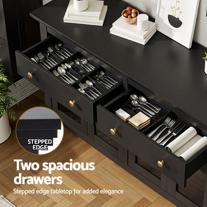 Buffet Sideboard Storage Cabinet - Black