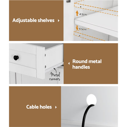 Beini Buffet Sideboard Cabinet - White