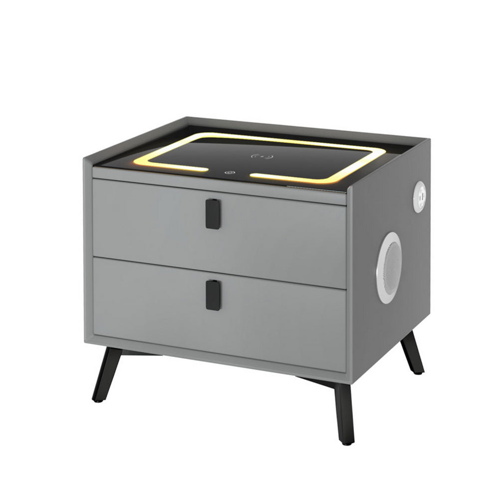 Aika Smart Bedside Table with Wireless Charging - Grey