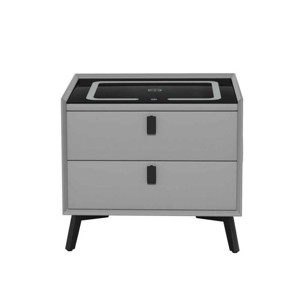 Aika Smart Bedside Table with Wireless Charging - Grey