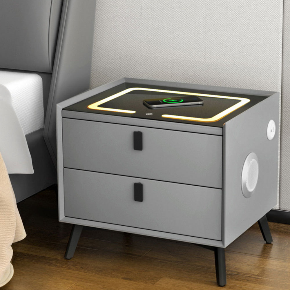 Aika Smart Bedside Table with Wireless Charging - Grey