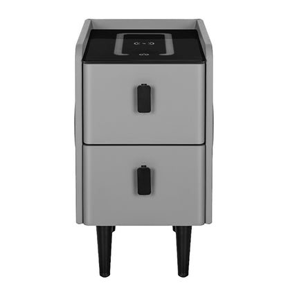 Aida LED Smart Bedside Table 2 Drawers with Wireless Charging Ports - Grey