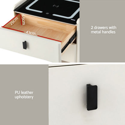 Bess Smart Bedside Table Wireless Charging - White