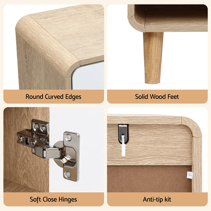 Shoe Rack Cabinet 20 Pairs Storage Cupboard - Pine & White