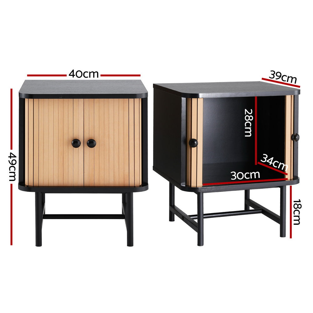 Boris Bedside Table with Sliding Doors