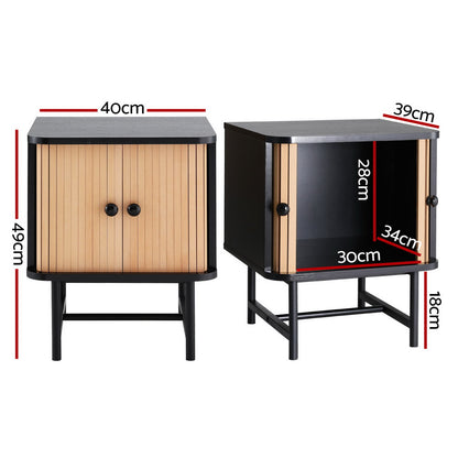 Boris Bedside Table with Sliding Doors