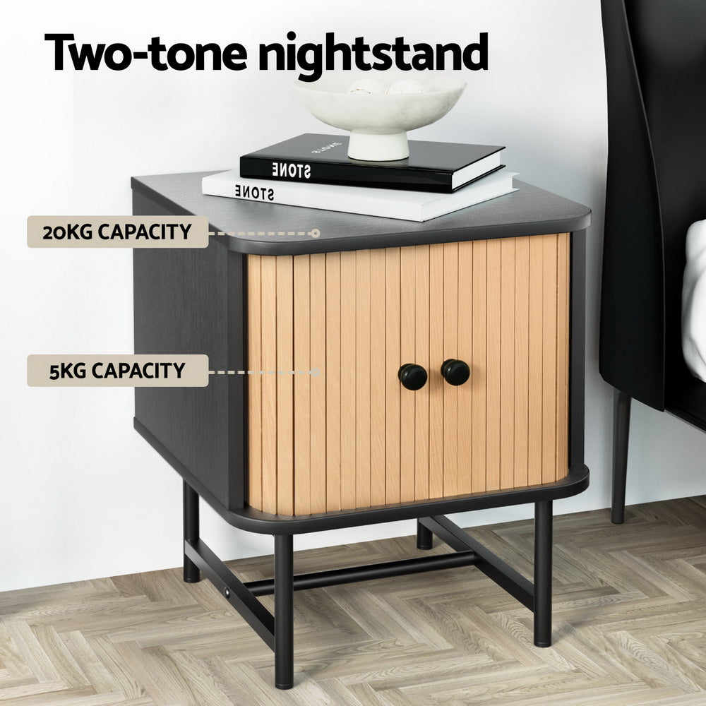 Boris Bedside Table with Sliding Doors
