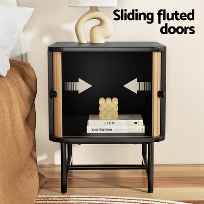 Boris Bedside Table with Sliding Doors