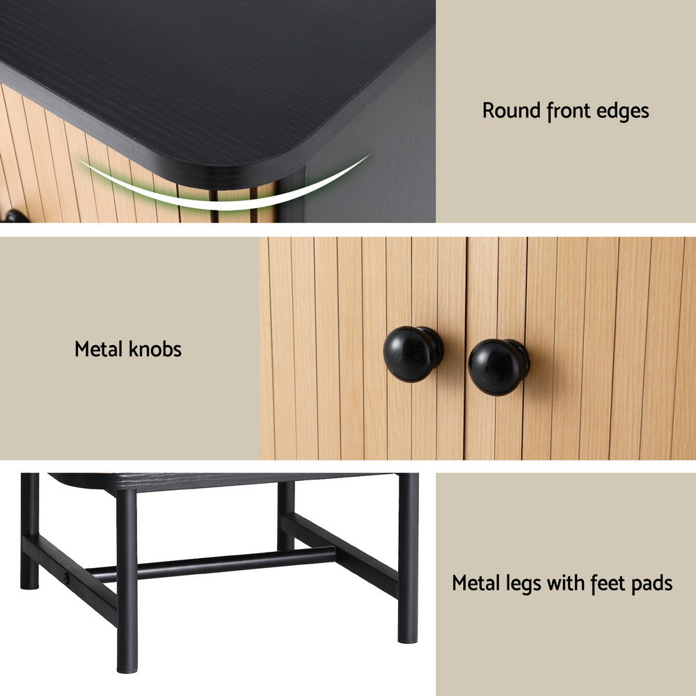 Boris Bedside Table with Sliding Doors