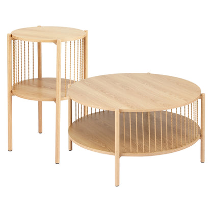 Round Wood Coffee Table 2-Tier