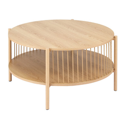 Round Wood Coffee Table 2-Tier