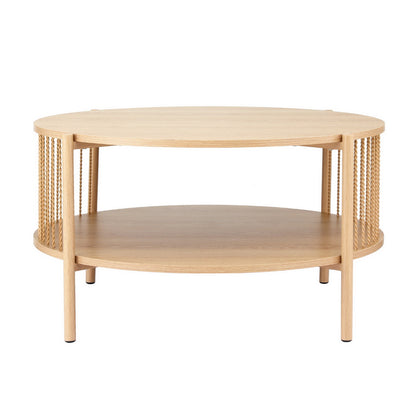 Round Wood Coffee Table 2-Tier