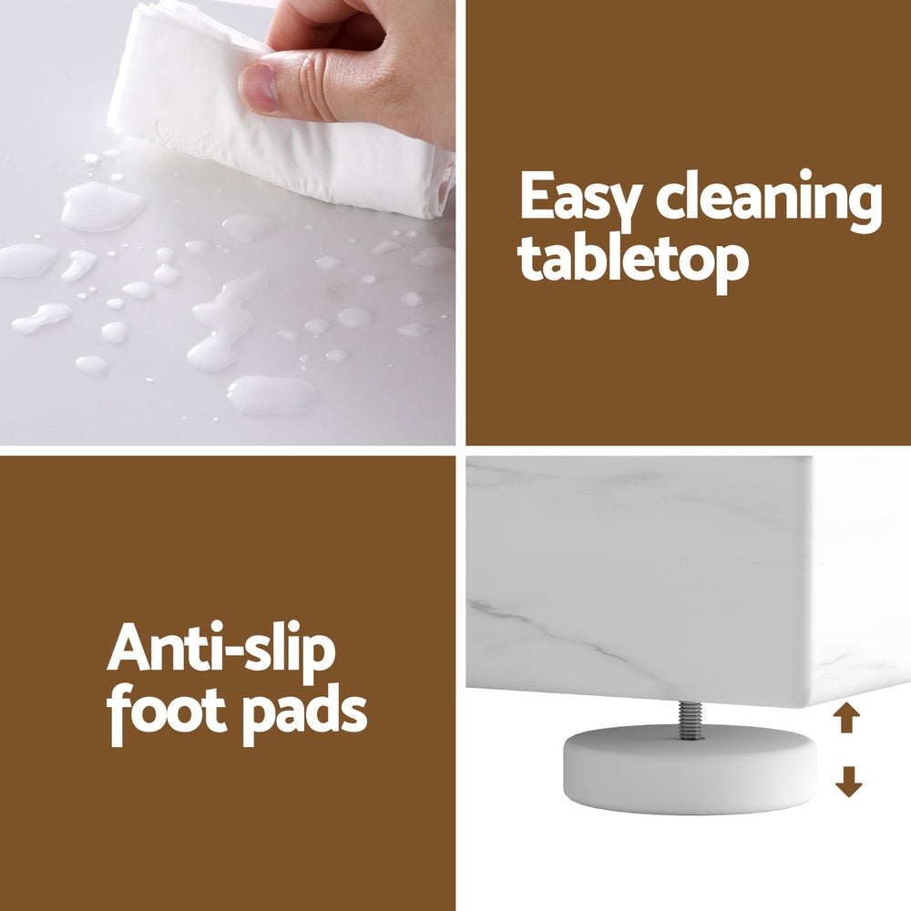 Console Table Marble Effect - White & Gold