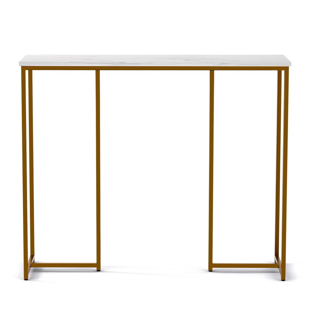 Console Table Marble Effect - White & Gold
