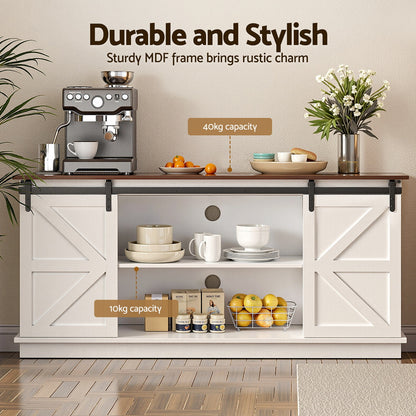 Rustic Barn Buffet Sideboard Storage - White