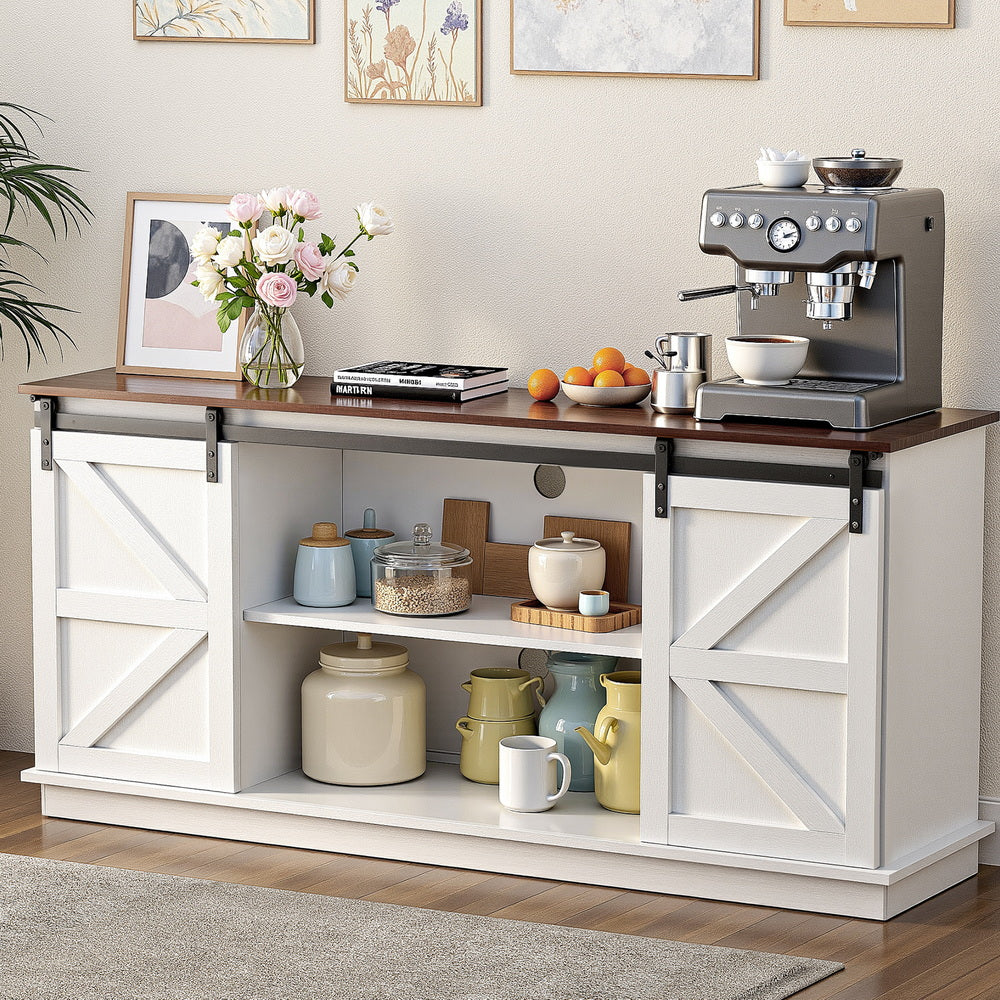 Rustic Barn Buffet Sideboard Storage - White