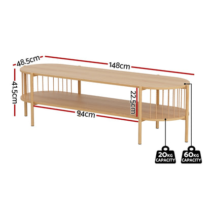 TV Unit Entertainment Unit Storage Shelf 148cm - Pine
