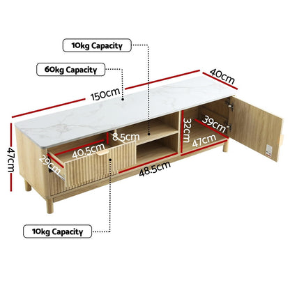 TV Unit Entertainment Unit Storage Drawer Shelf 150cm - Pine