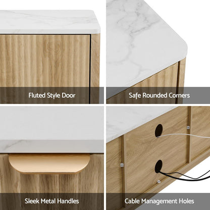 TV Unit Entertainment Unit Storage Drawer Shelf 150cm - Pine