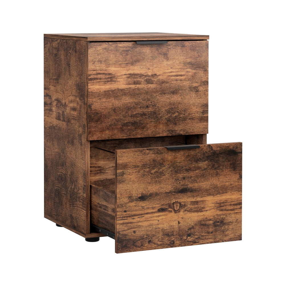 2 Drawer Filing Cabinet - Rustic Brown