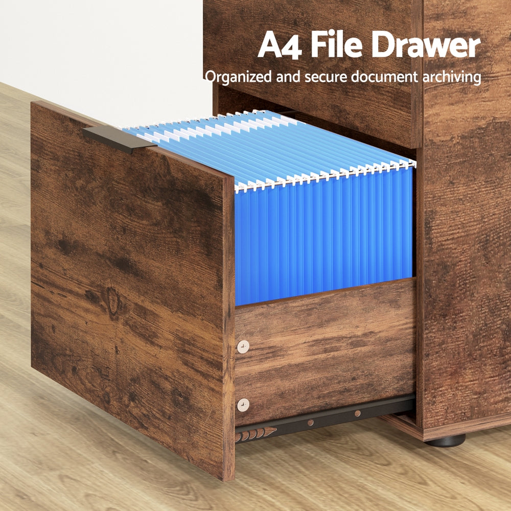 2 Drawer Filing Cabinet - Rustic Brown