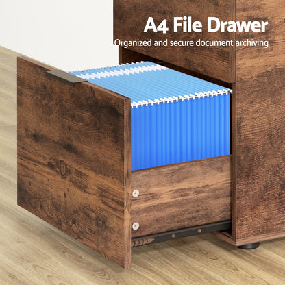 2 Drawer Filing Cabinet - Rustic Brown