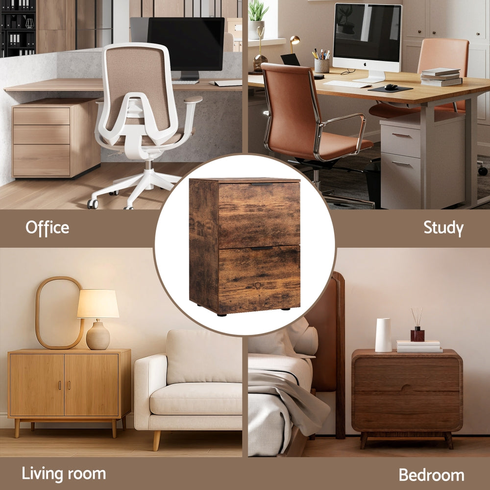 2 Drawer Filing Cabinet - Rustic Brown