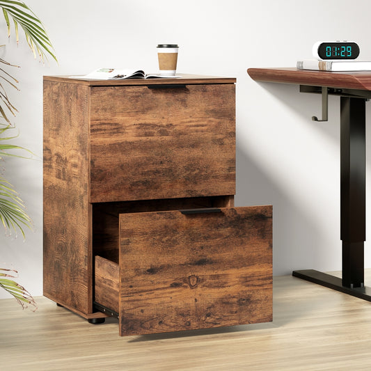 2 Drawer Filing Cabinet - Rustic Brown