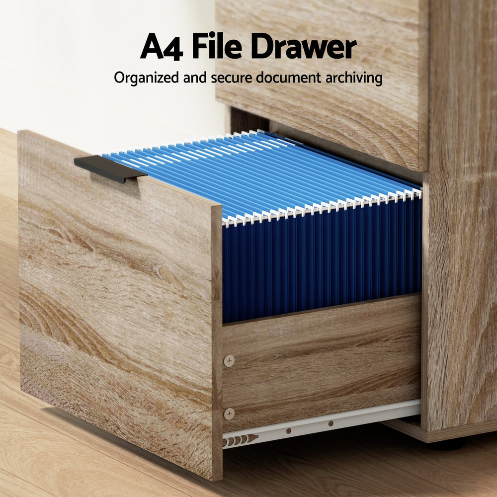 2 Drawer Filing Cabinet - Oak