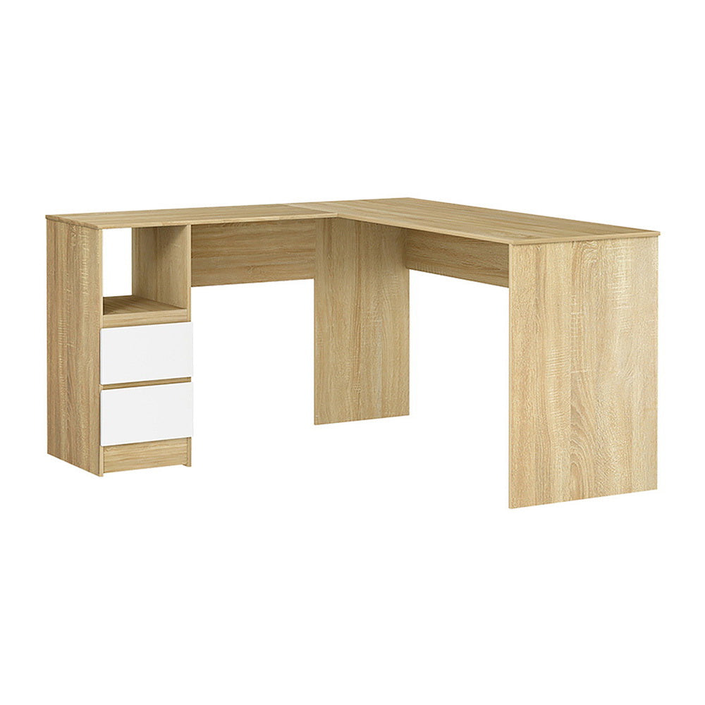Computer Desk Drawer Cabinet L-Shape 136CM - Oak