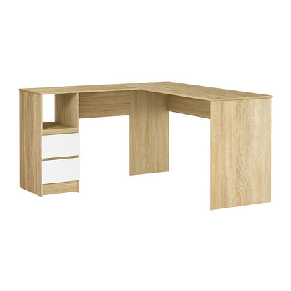 Computer Desk Drawer Cabinet L-Shape 136CM - Oak