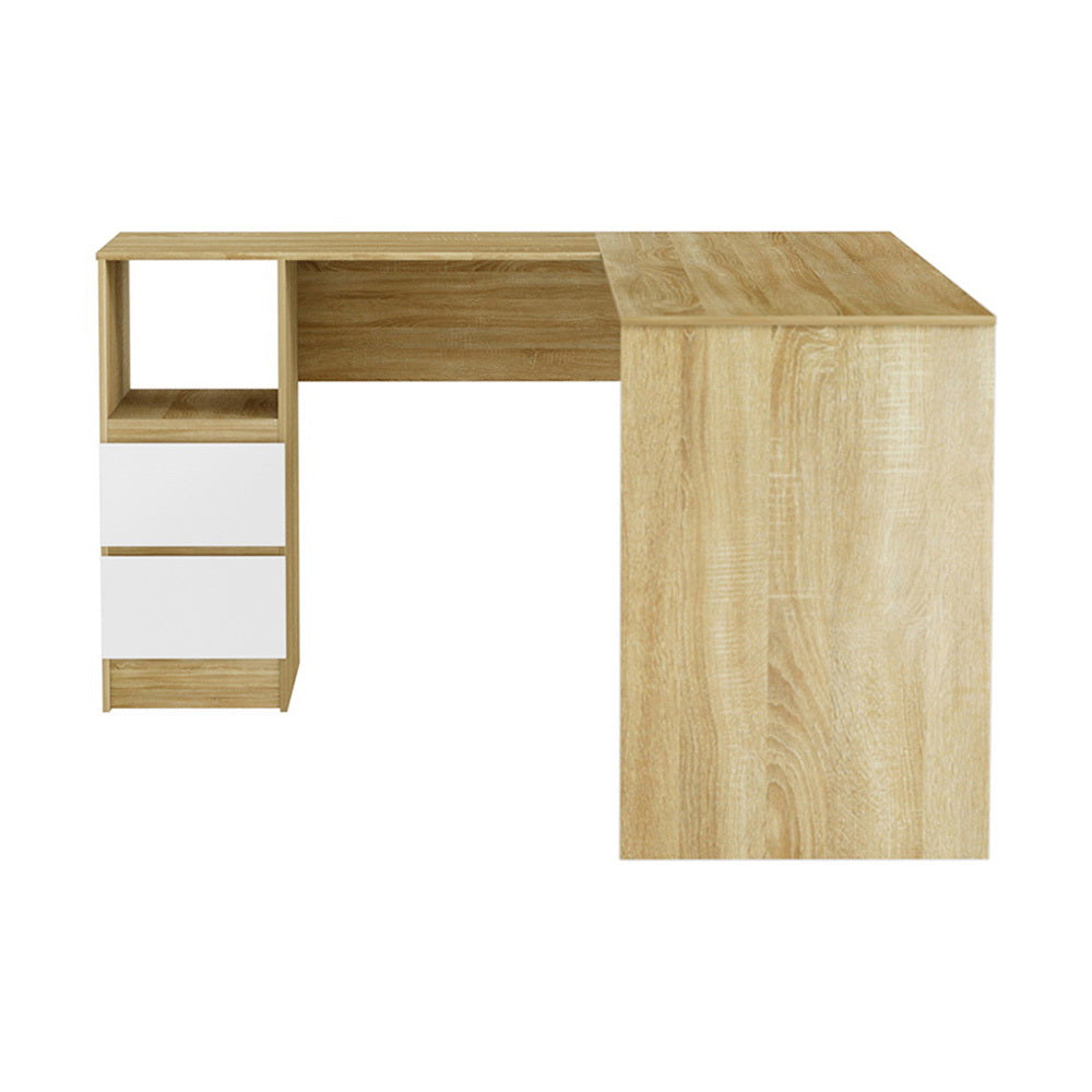 Computer Desk Drawer Cabinet L-Shape 136CM - Oak