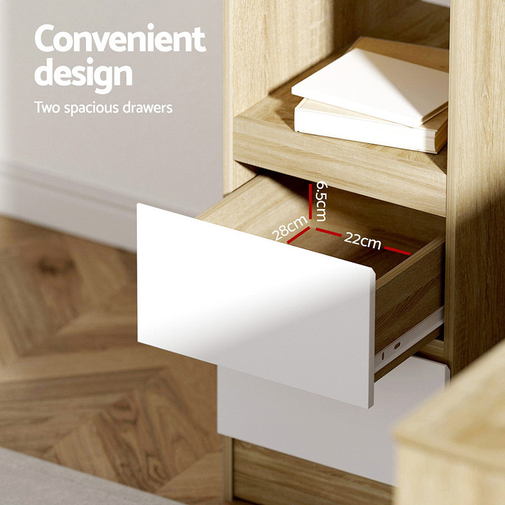 Computer Desk Drawer Cabinet L-Shape 136CM - Oak