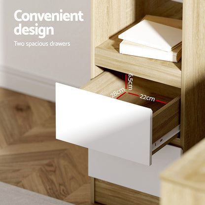 Computer Desk Drawer Cabinet L-Shape 136CM - Oak