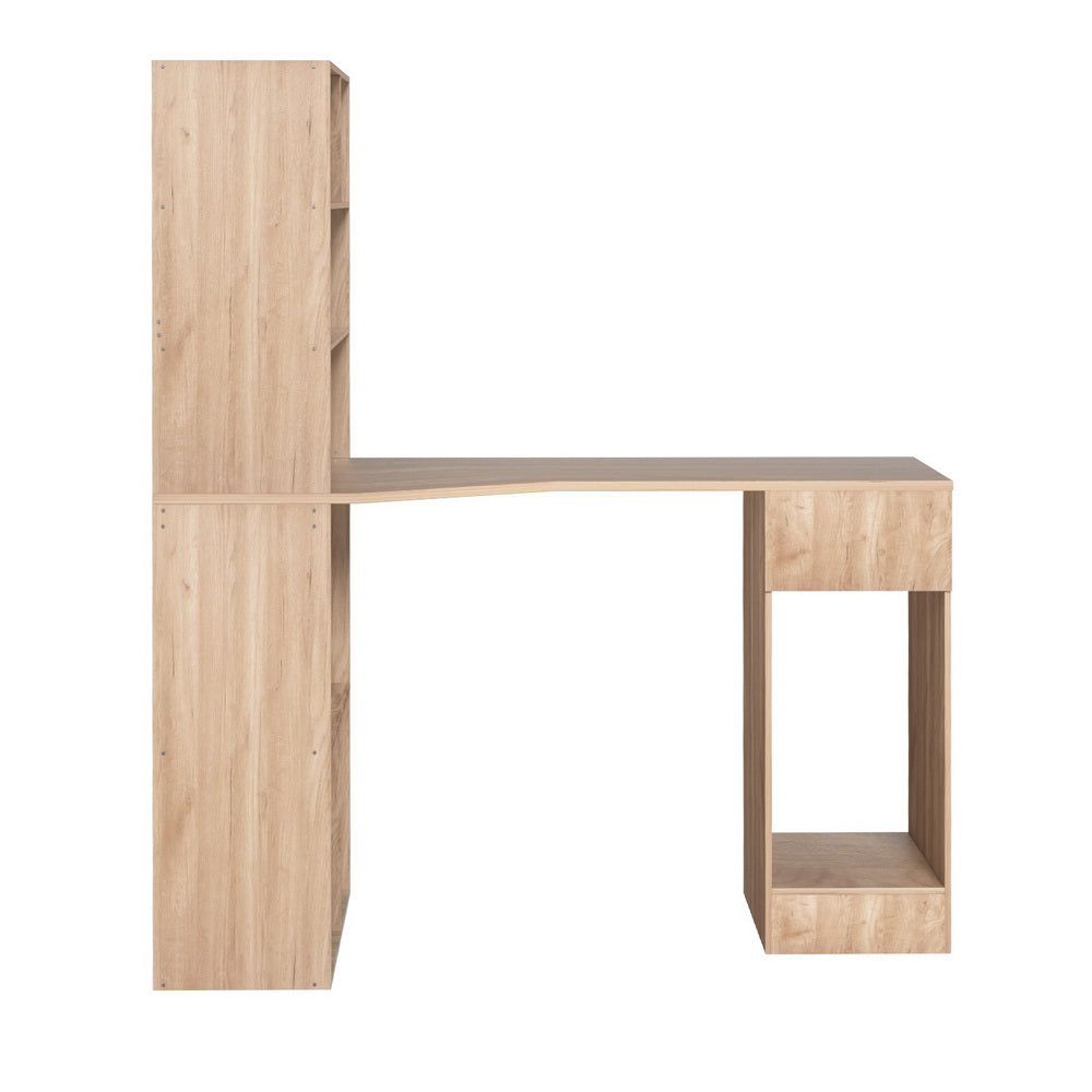 Computer Desk Bookshelf Drawer Cabinet 120CM - Oak