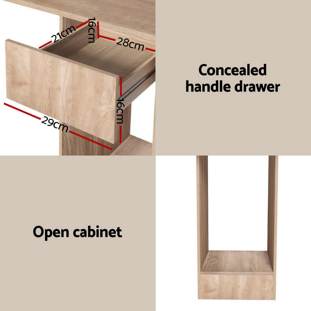 Computer Desk Bookshelf Drawer Cabinet 120CM - Oak