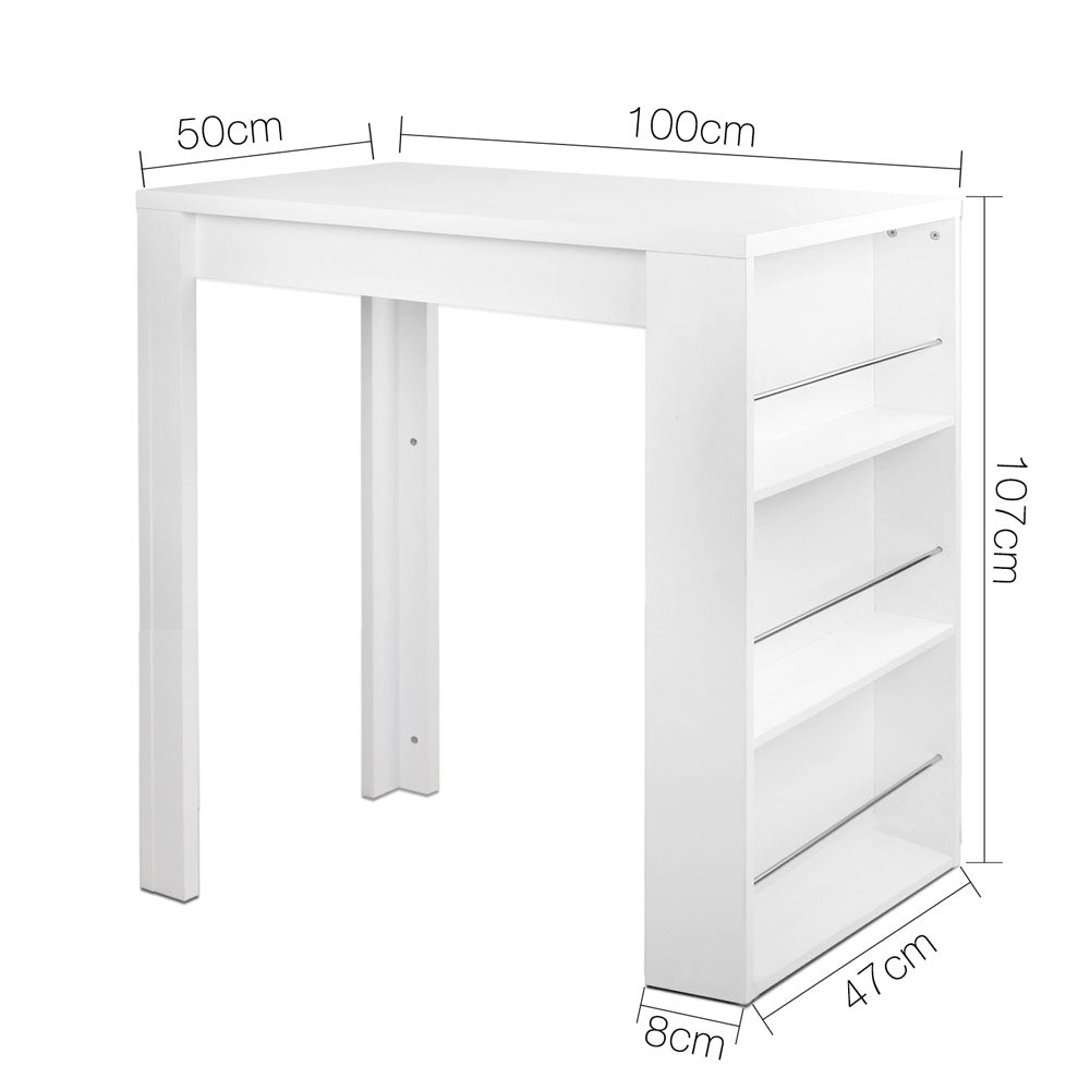 Bar Table 3-tier Storage Shelves - White