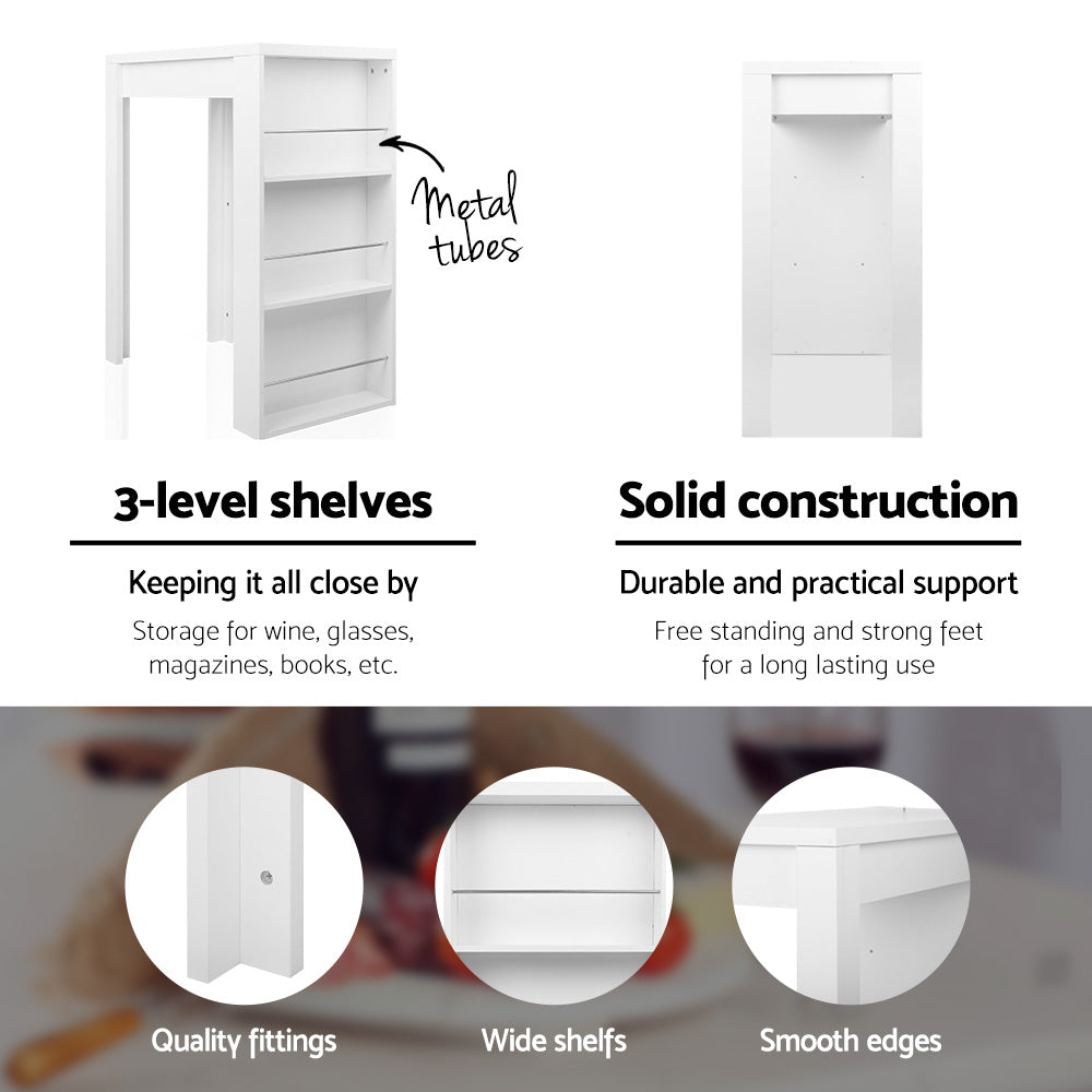 Bar Table 3-tier Storage Shelves - White