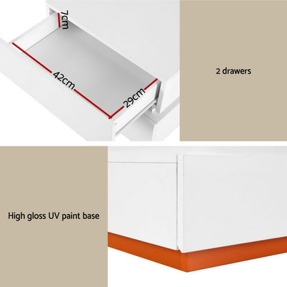 Ada Smart Bedside Table LED Wireless Charging - White