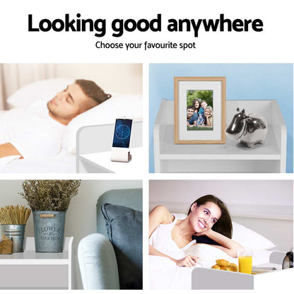 Fara Bedside Table 1 Drawer with Shelf - White