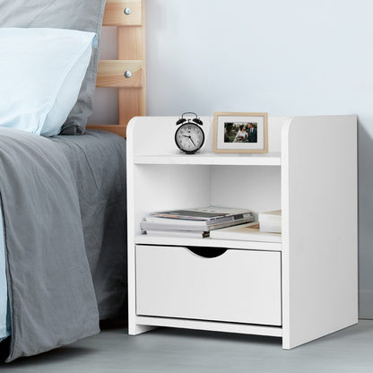 Fara Bedside Table 1 Drawer with Shelf - White