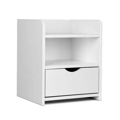 Fara Bedside Table 1 Drawer with Shelf - White