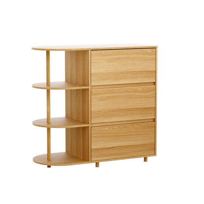 Chest of 3 Drawers Storage Cabinet 3 Shelves - Pine